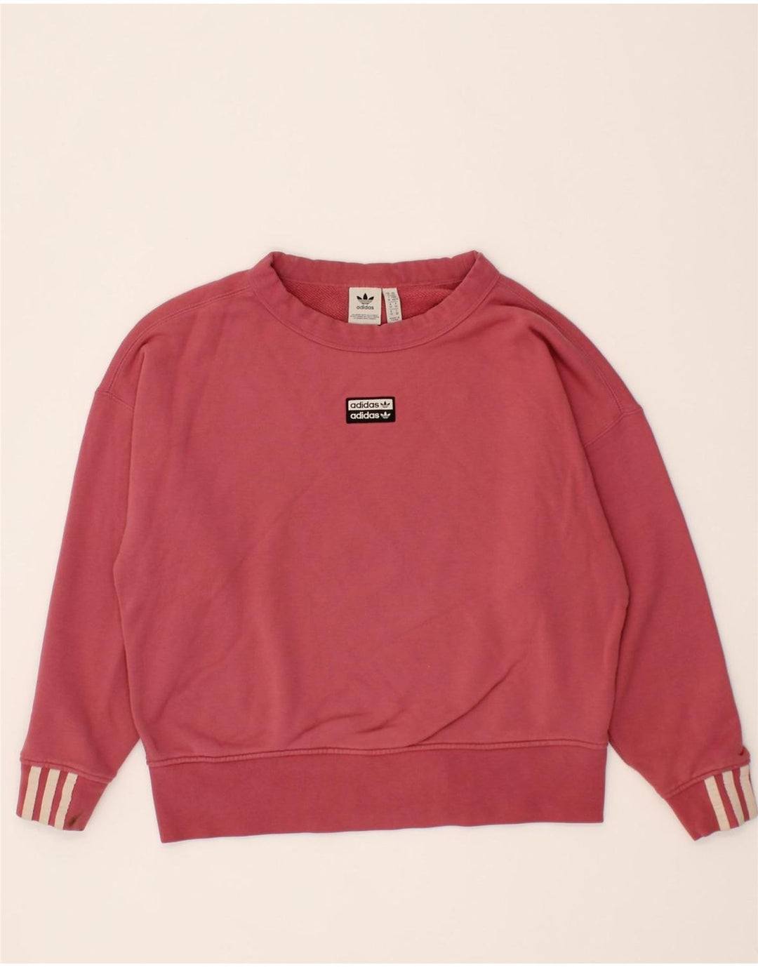 ADIDAS Womens Oversized Sweatshirt Jumper UK 6  XS  Pink Cotton Vintage Adidas and Second-Hand Adidas from Messina Hembry 