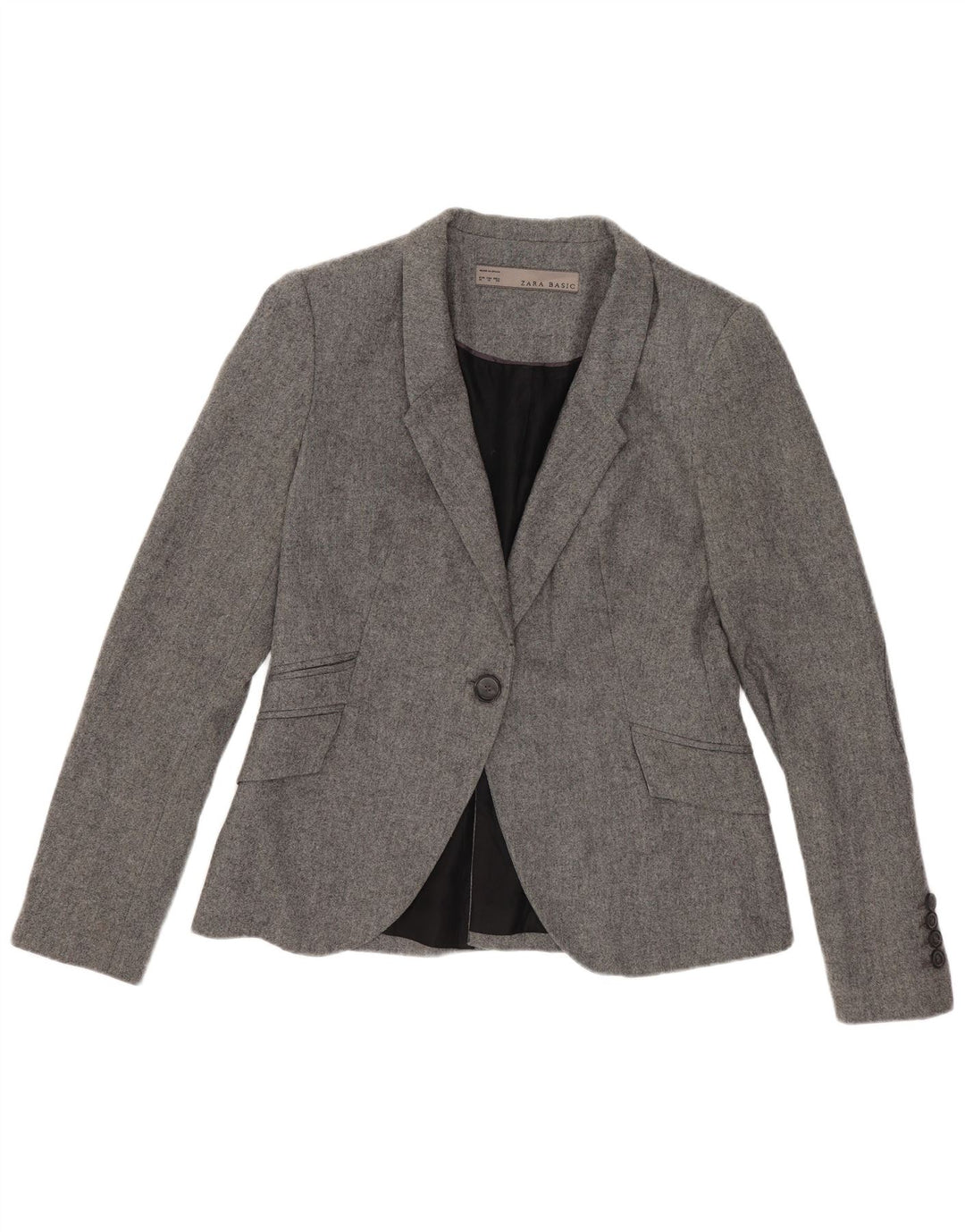 Jaqueta blazer feminina Zara com 1 botão Reino Unido 12 Viscose cinza médio