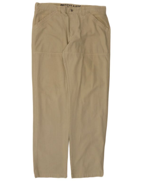 Calça casual reta masculina Murphy & Nye W40 L36 algodão bege