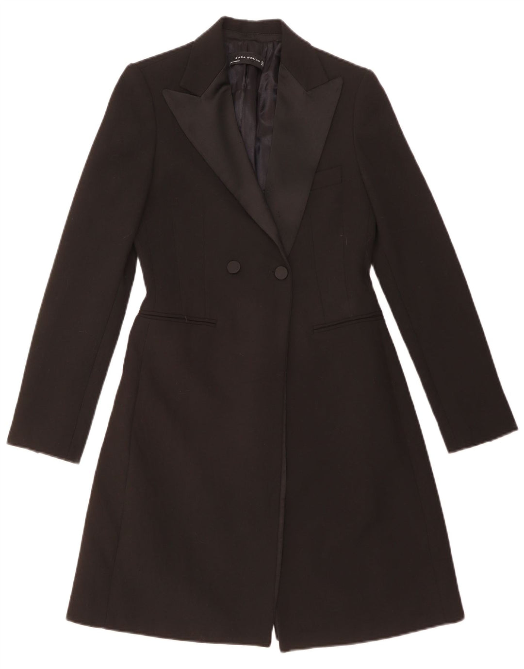 Casaco feminino ZARA com peito duplo Reino Unido 10 pequeno preto