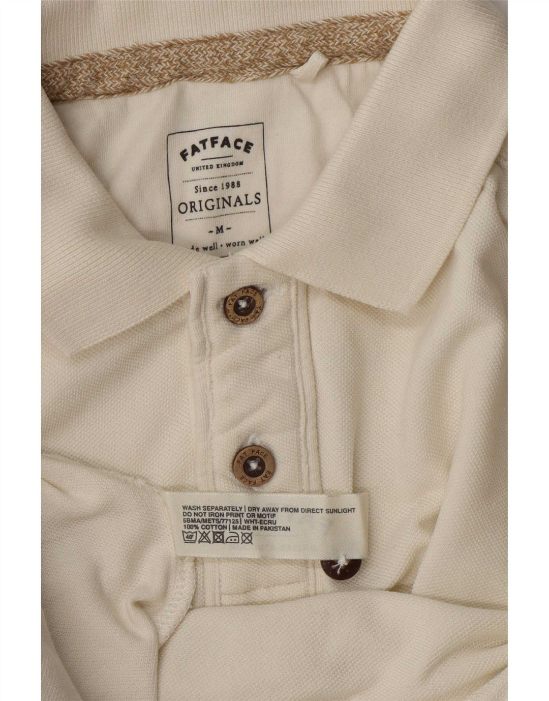 Camisa polo masculina Fat Face de algodão branco médio