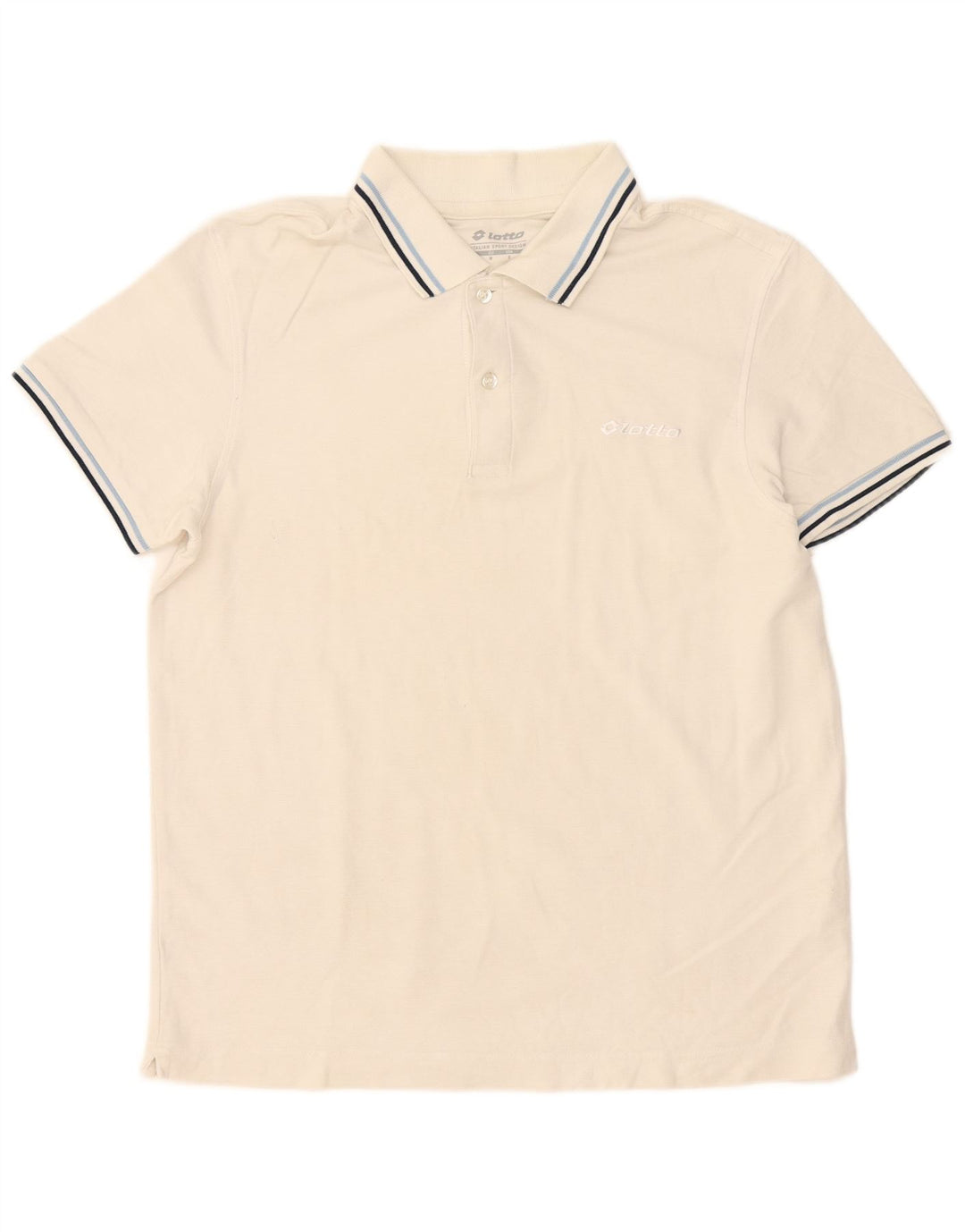 Camisa polo masculina Lotto pequena listrada branca de algodão