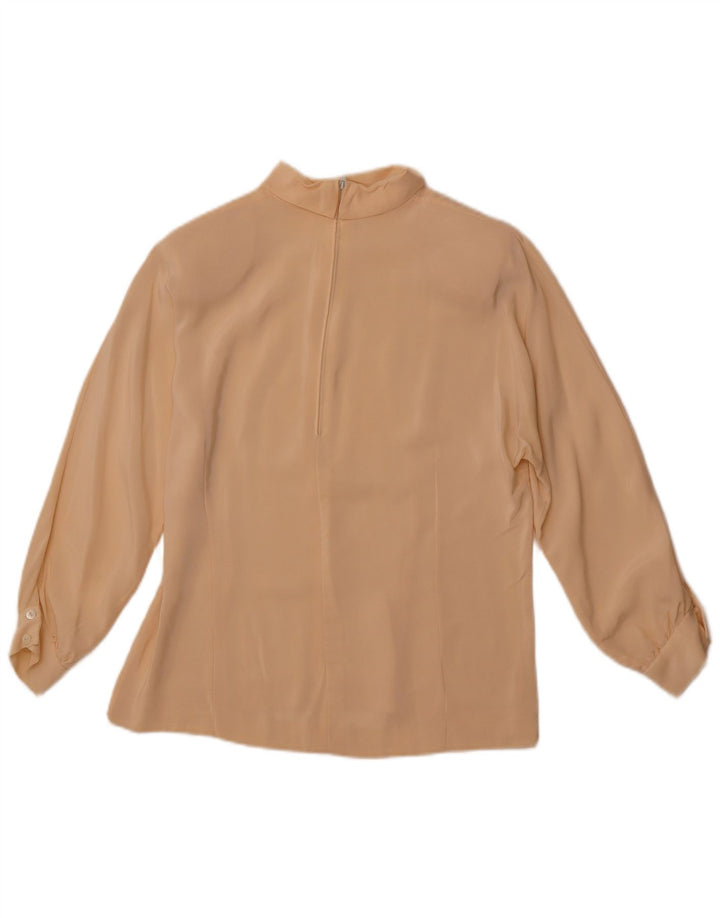 Blusa feminina VINTAGE manga 3/4 UK 14 grande bege