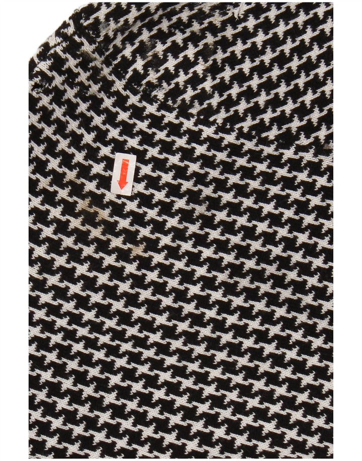 Jaqueta blazer feminina de malha com 3 botões CHAPS Reino Unido 12 médio preto Houndstooth