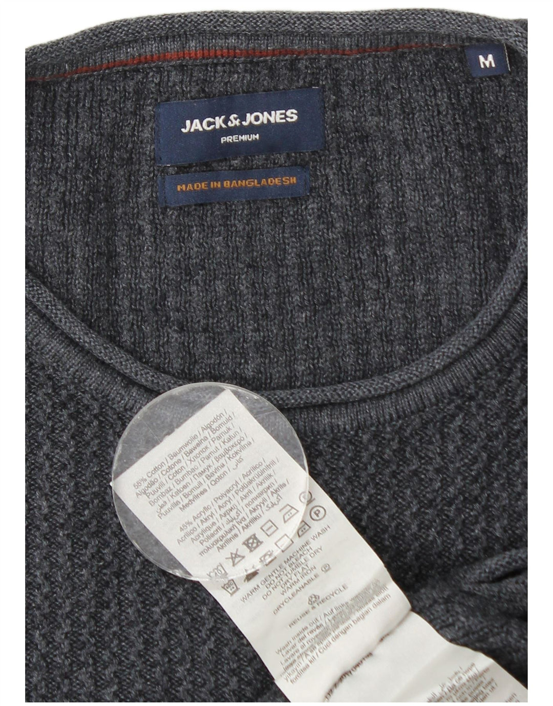 Suéter masculino Jack & Jones com gola redonda, algodão azul marinho médio