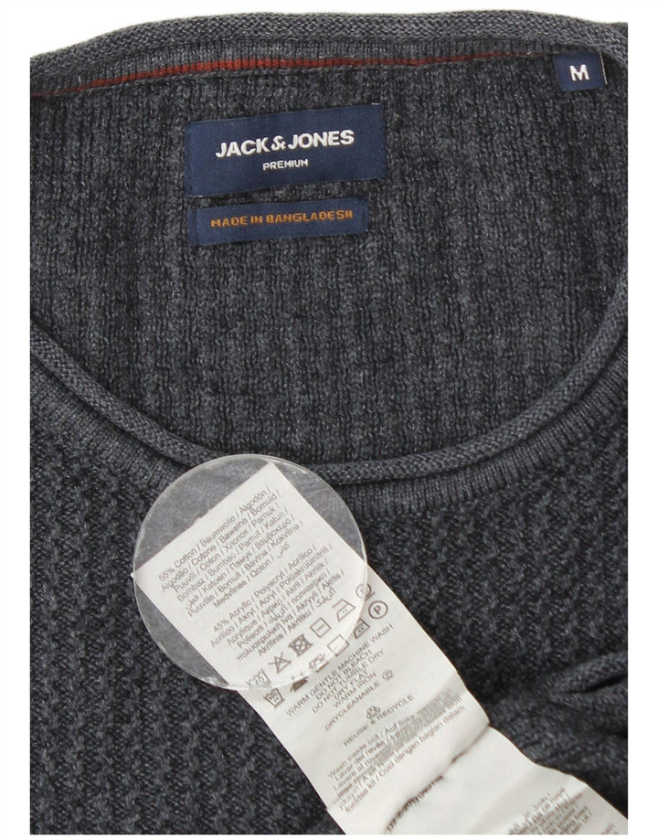 Suéter masculino Jack & Jones com gola redonda, algodão azul marinho médio