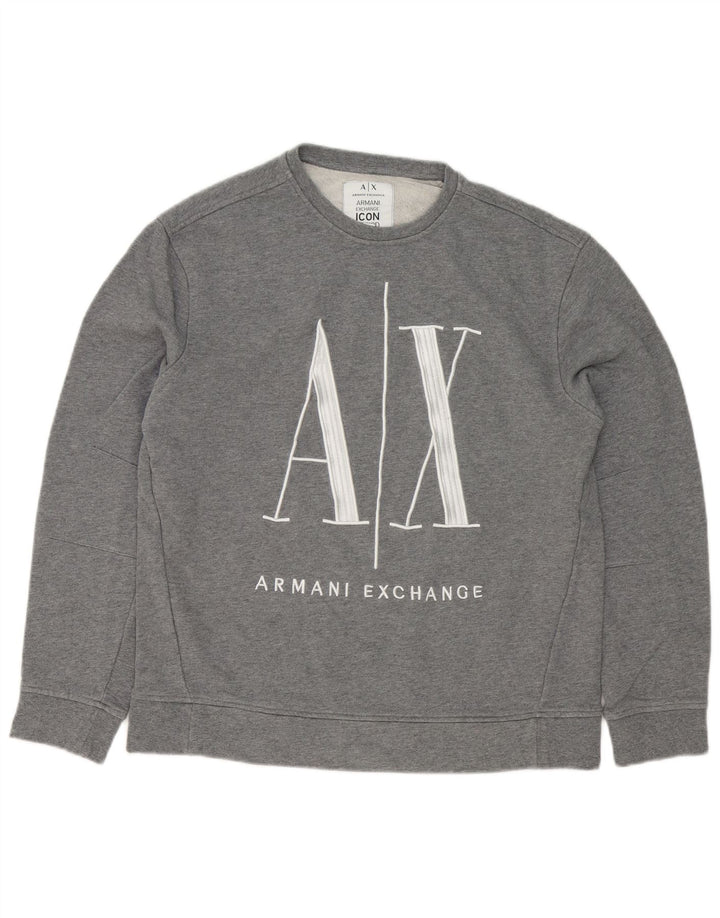 Suéter gráfico masculino Armani Exchange de algodão cinza médio