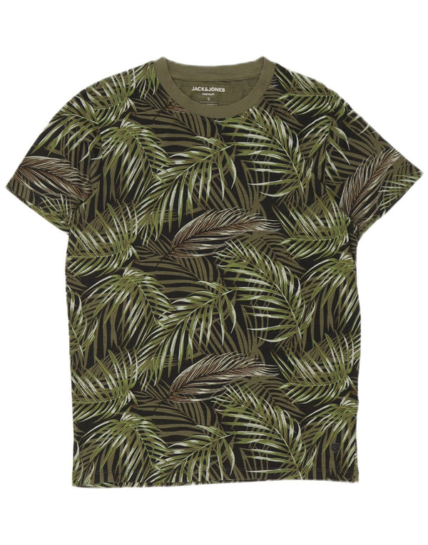 Camiseta masculina Jack & Jones Top pequeno de algodão floral verde