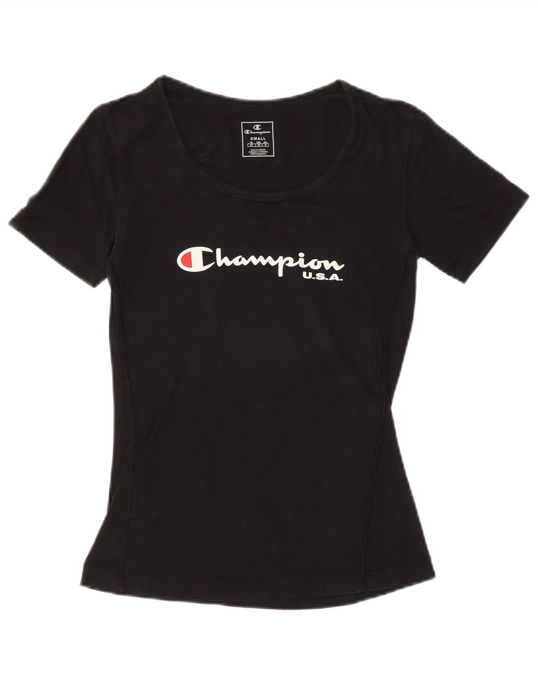 Camiseta feminina com estampa CHAMPION UK 10 pequena preta