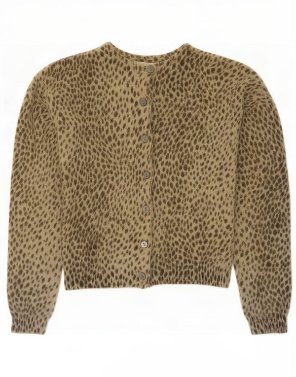 Hobbs Bolero Jumper feminino UK 12 médio bege estampa animal lã de cordeiro