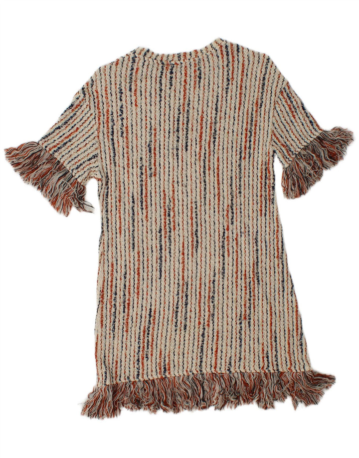 ZARA Vestido feminino Trafaluc Jumper UK 8 pequeno listrado branco