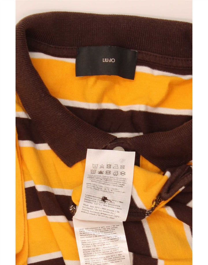 Camisa polo masculina Liu Jo algodão listrado amarelo médio