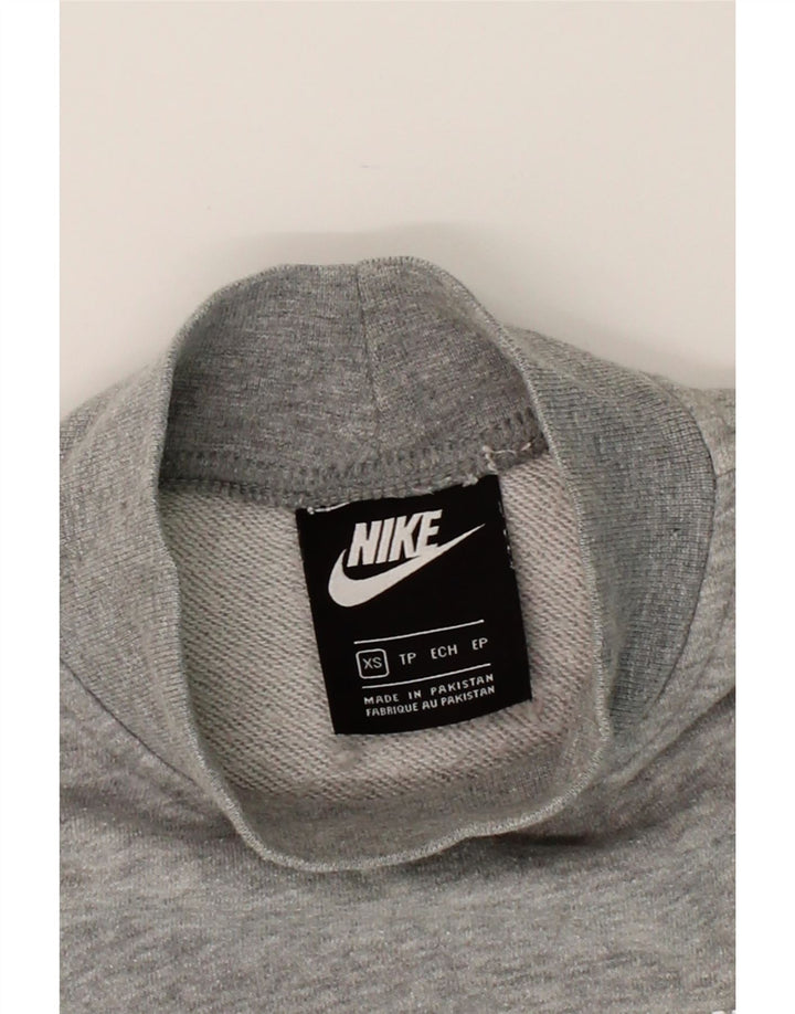 NIKE Womens Oversized Crop Sweatshirt Jumper UK 6 XS Grey Cotton Vintage Nike and Second-Hand Nike from Messina Hembry 