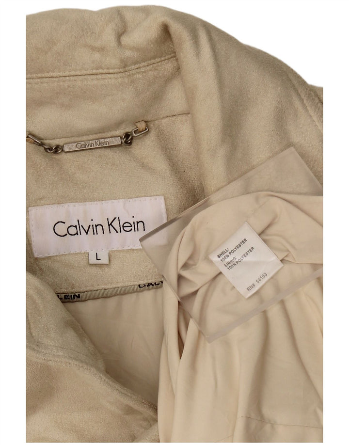 Jaqueta blazer feminina CALVIN KLEIN com 3 botões Reino Unido 16 grande poliéster bege