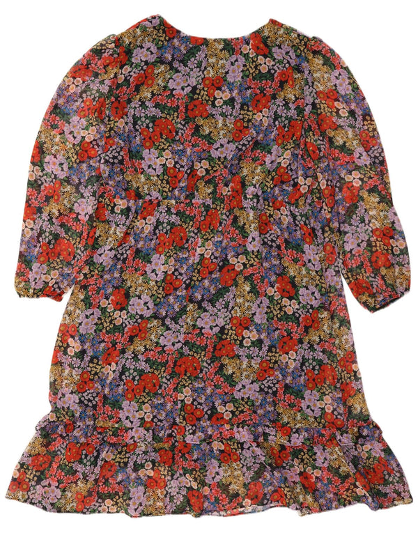 Vestido feminino Wallis de manga comprida em camadas UK 18 XL multicolorido floral