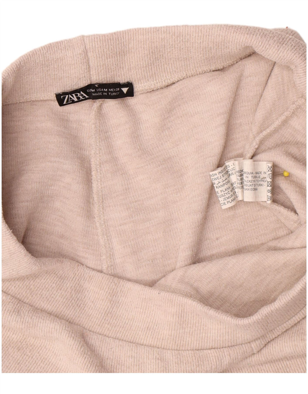 Calça de treino feminina Zara UK 12 poliéster bege médio
