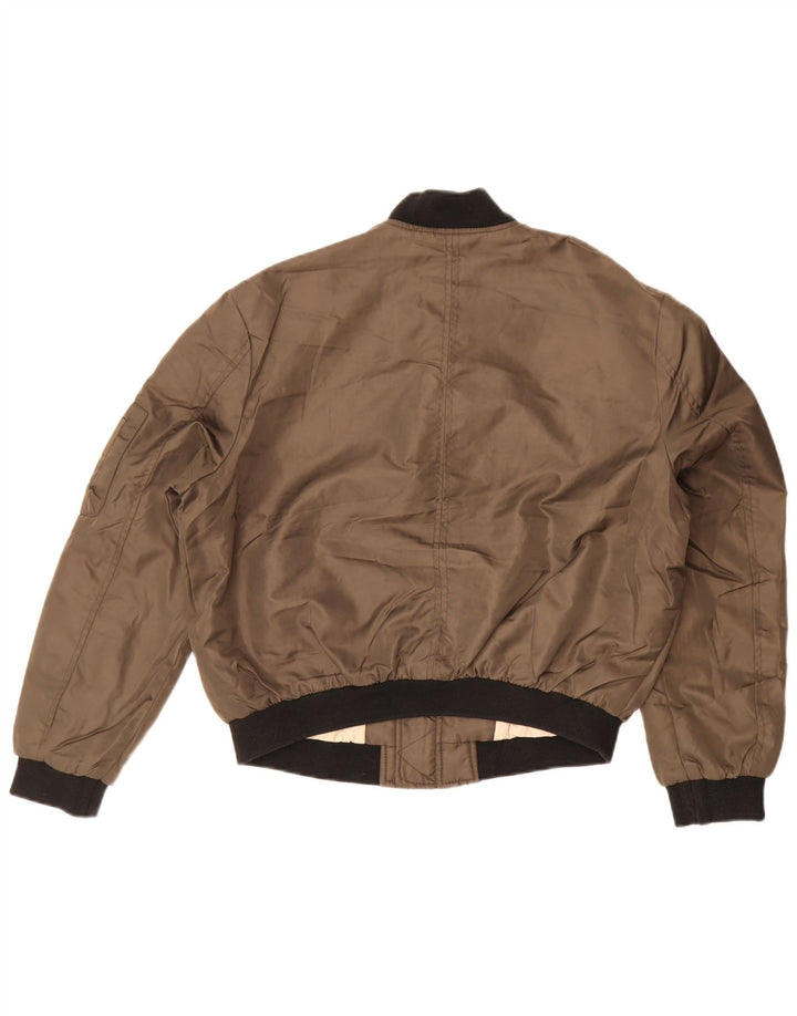 ZARA Jaqueta Bomber Feminina Crop Oversized Reino Unido 14 Marrom Médio