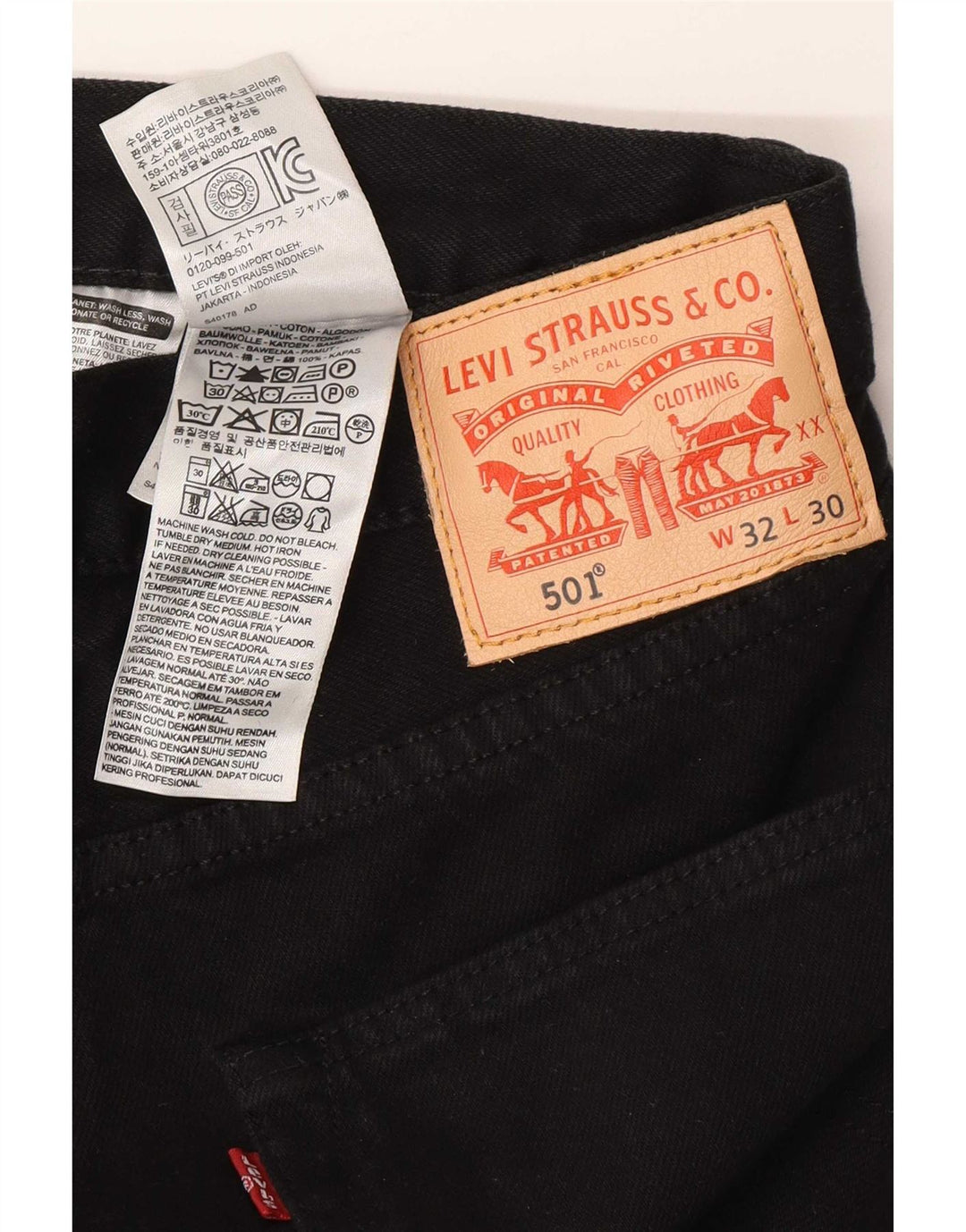 Levi's Masculino 501 Straight Jeans W32 L30 Algodão Preto