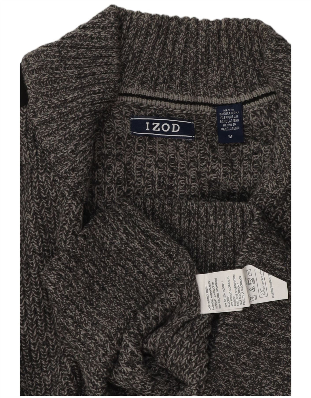 Suéter cardigã masculino IZOD algodão colorblock cinza médio