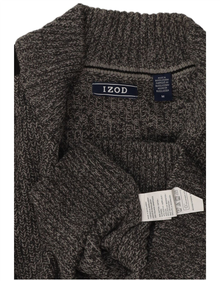 Suéter cardigã masculino IZOD algodão colorblock cinza médio