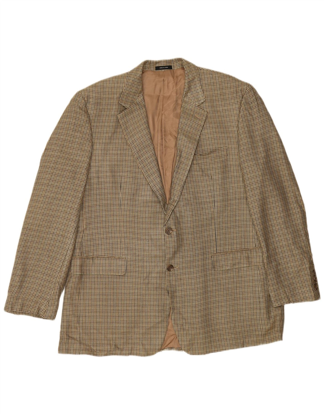 Jaqueta blazer masculina Chaps com 2 botões Reino Unido 46 3XL verde houndstooth seda