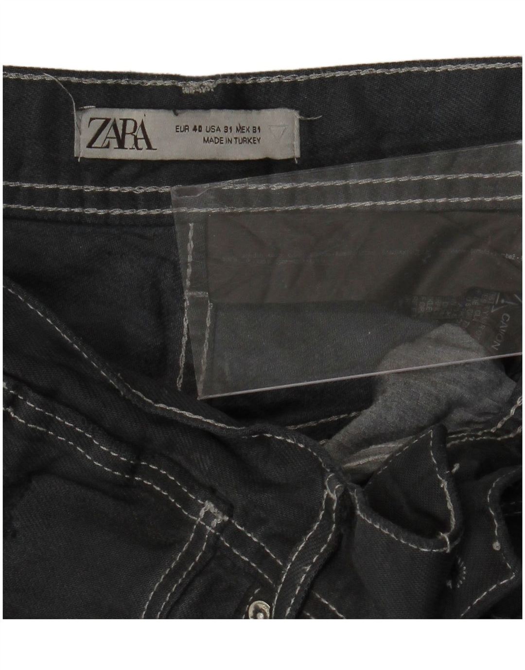 ZARA Shorts jeans masculino desgastado UE 40 médio W31 algodão cinza