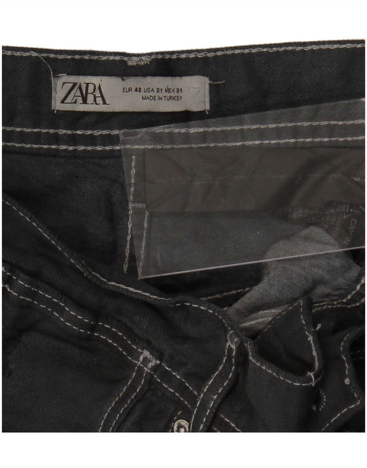 ZARA Shorts jeans masculino desgastado UE 40 médio W31 algodão cinza