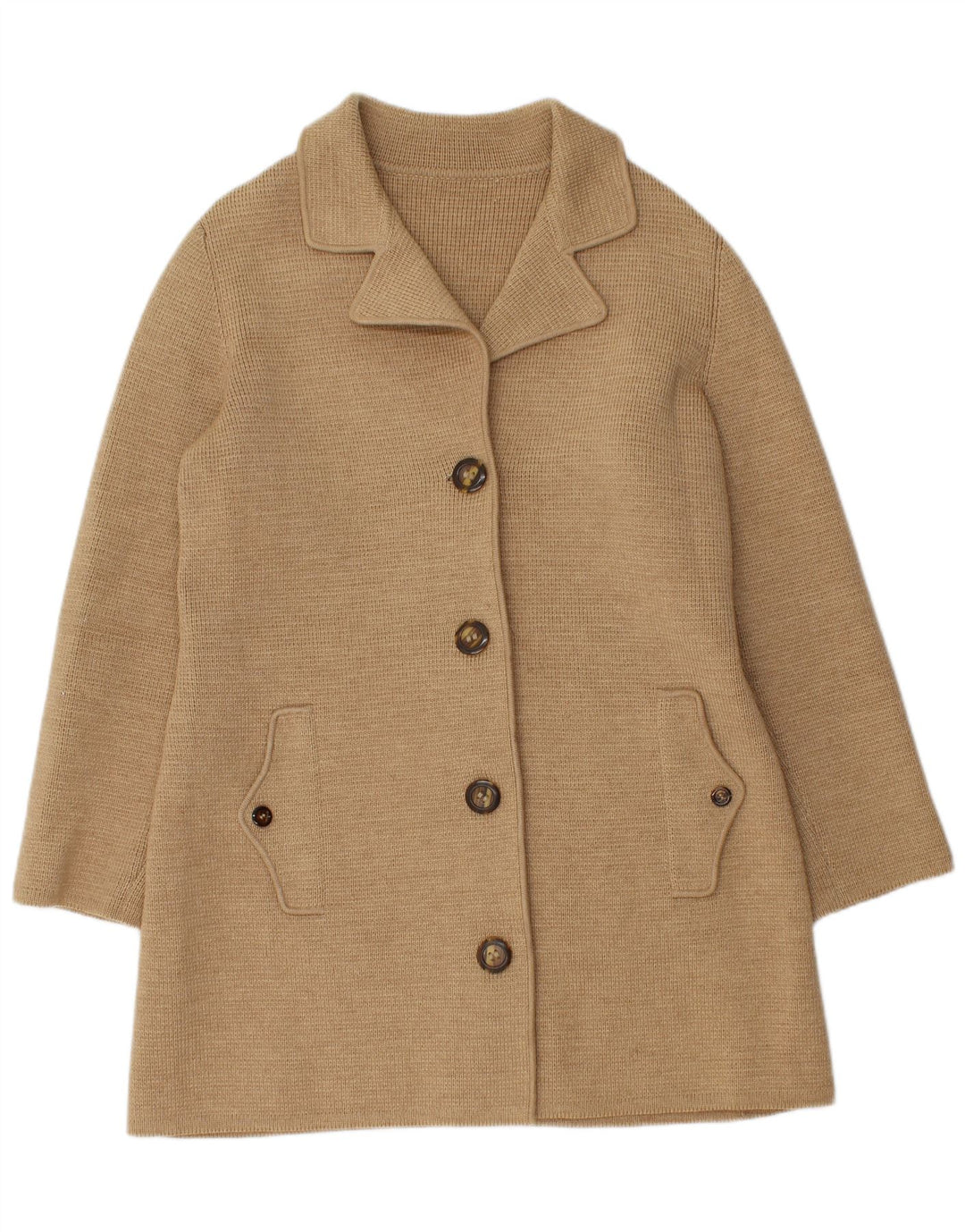 Casaco de malha vintage feminino UK 12 bege médio