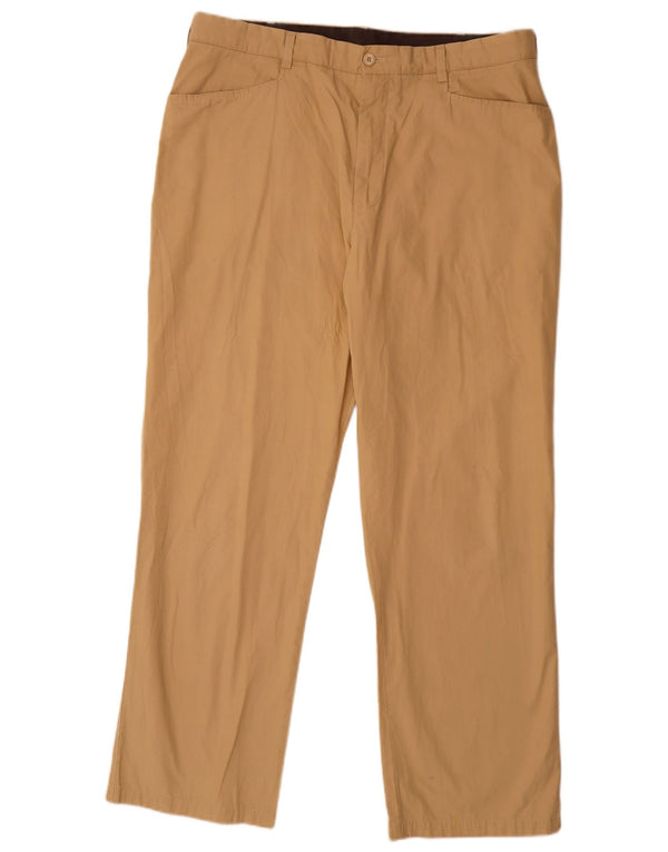 Calça chino reta masculina Marks & Spencer W38 L31 algodão bege