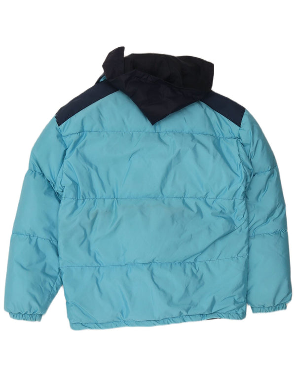 Jaqueta acolchoada com capuz masculina vintage IT 48 poliamida colorblock azul médio