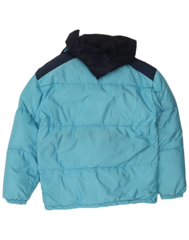 Jaqueta acolchoada com capuz masculina vintage IT 48 poliamida colorblock azul médio