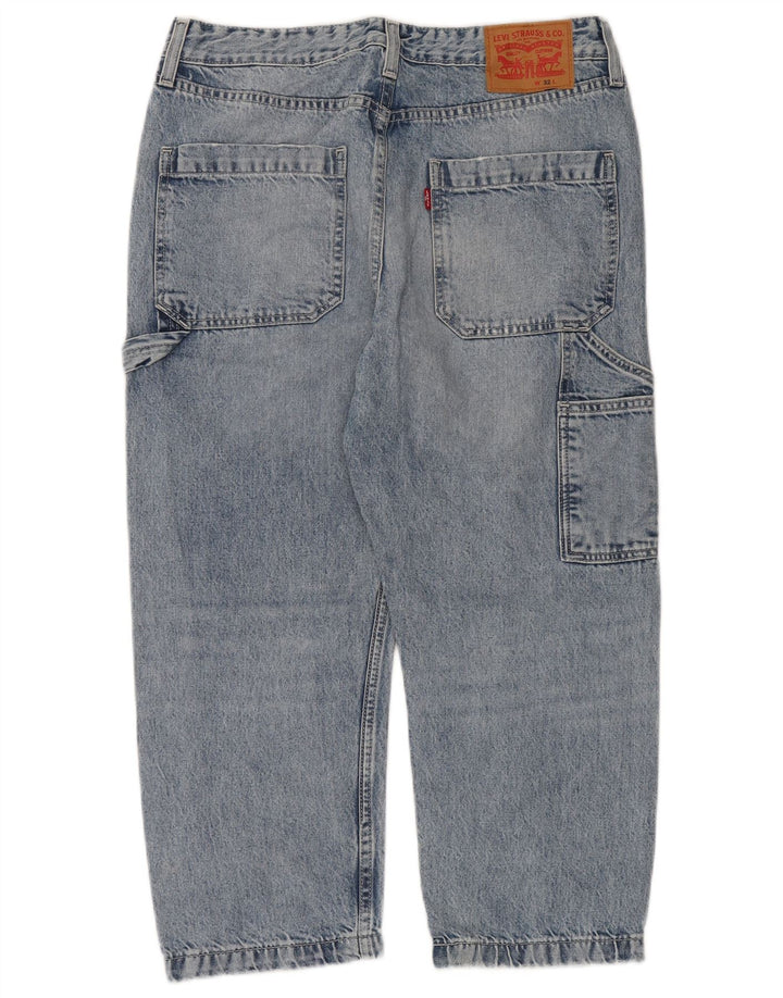 Levi's masculino carpenter solto ajuste cintura alta jeans cortados w32 l24 azul