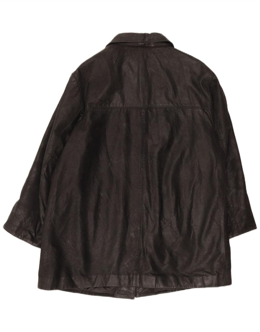 Casaco de couro superdimensionado vintage feminino IT 46 grande preto