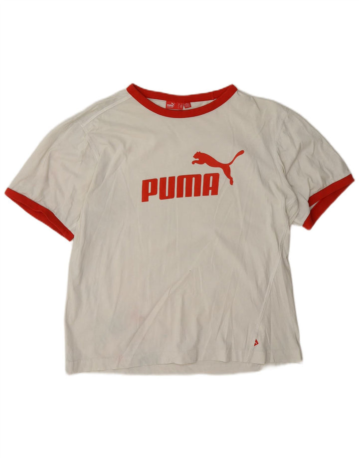 Camiseta masculina Puma Graphic Top médio branco colorblock