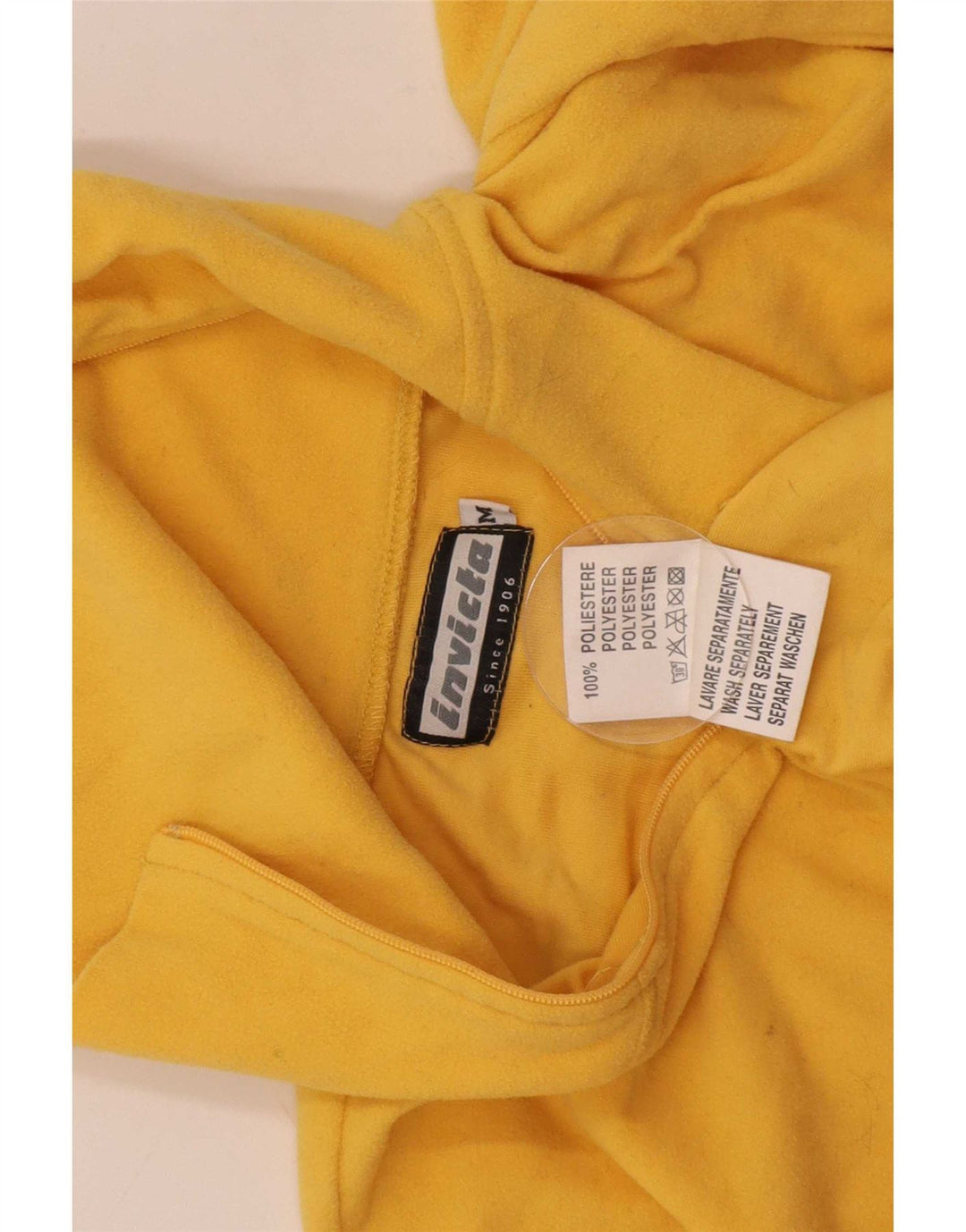 Suéter de lã feminino Invicta com zíper e gola UK 12 poliéster amarelo médio