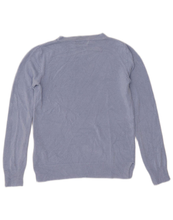 Suéter feminino Marks & Spencer com gola canoa e acrílico azul pequeno Reino Unido 8