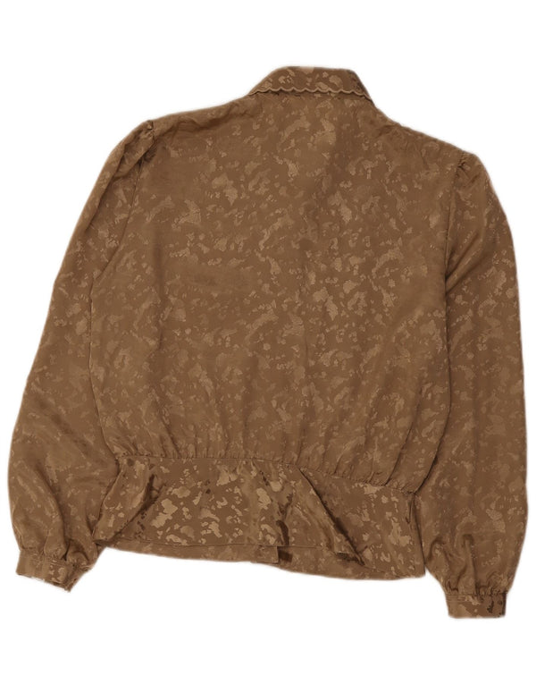 Blusa feminina vintage com estampa abstrata IT 44 tie-dye marrom médio