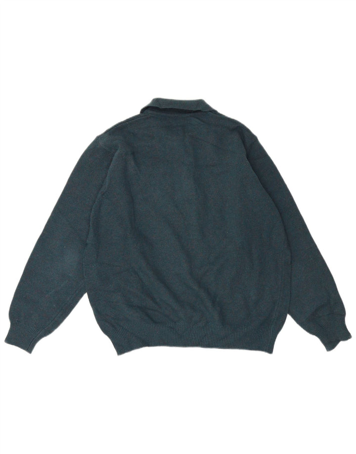 Suéter masculino Stefanel com gola polo e lã verde grande