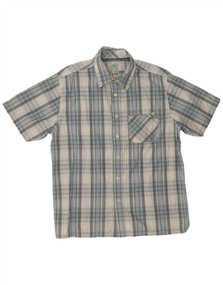 Camisa masculina de manga curta FAT FACE grande algodão xadrez azul