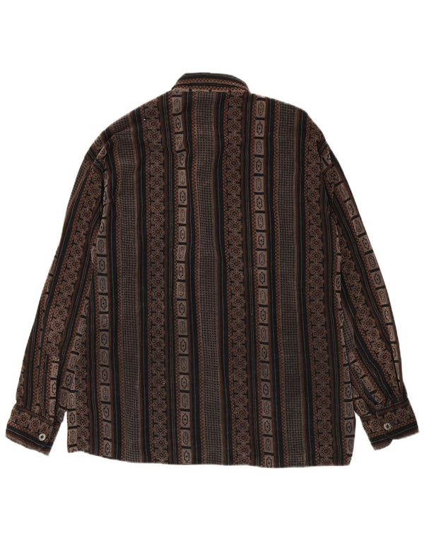 Camisa masculina de veludo VINTAGE XL de algodão listrado marrom
