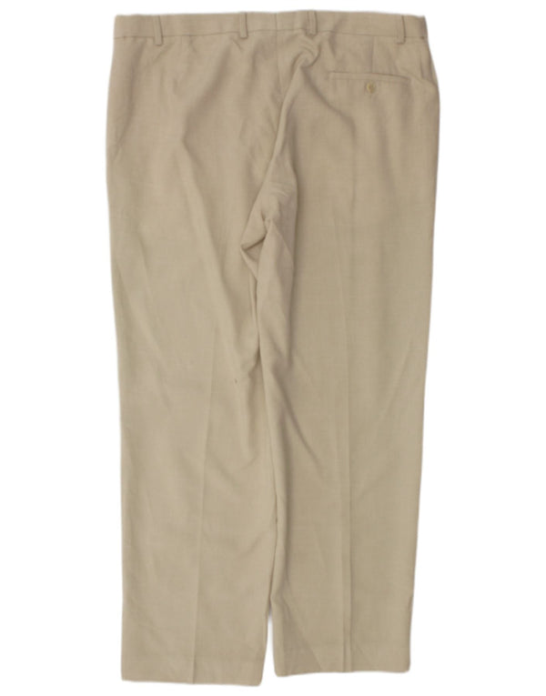 Calça masculina Marks & Spencer reta regular fit W38 L31 bege xadrez