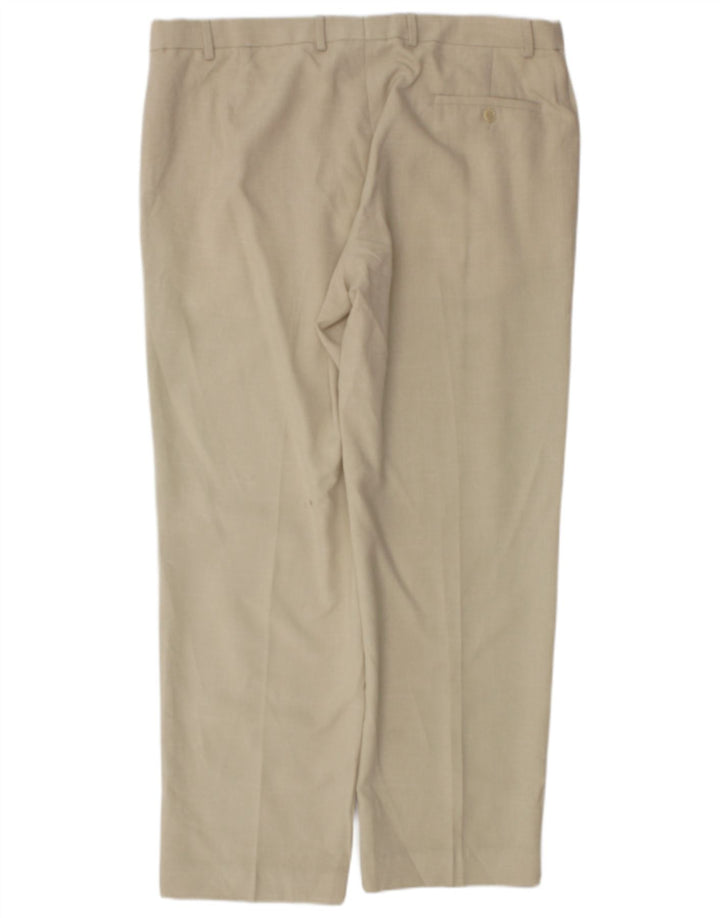Calça masculina Marks & Spencer reta regular fit W38 L31 bege xadrez