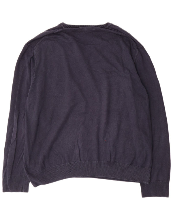 Suéter masculino Marks & Spencer com decote em V 2XL algodão azul marinho