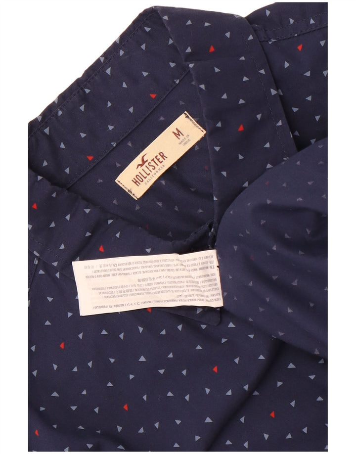 Camisa masculina Hollister de algodão manchado azul marinho médio
