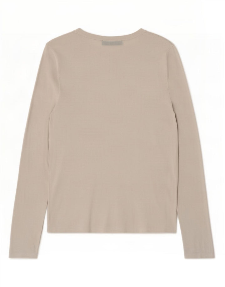 Top feminino Zara manga comprida UK 12 viscose cinza médio
