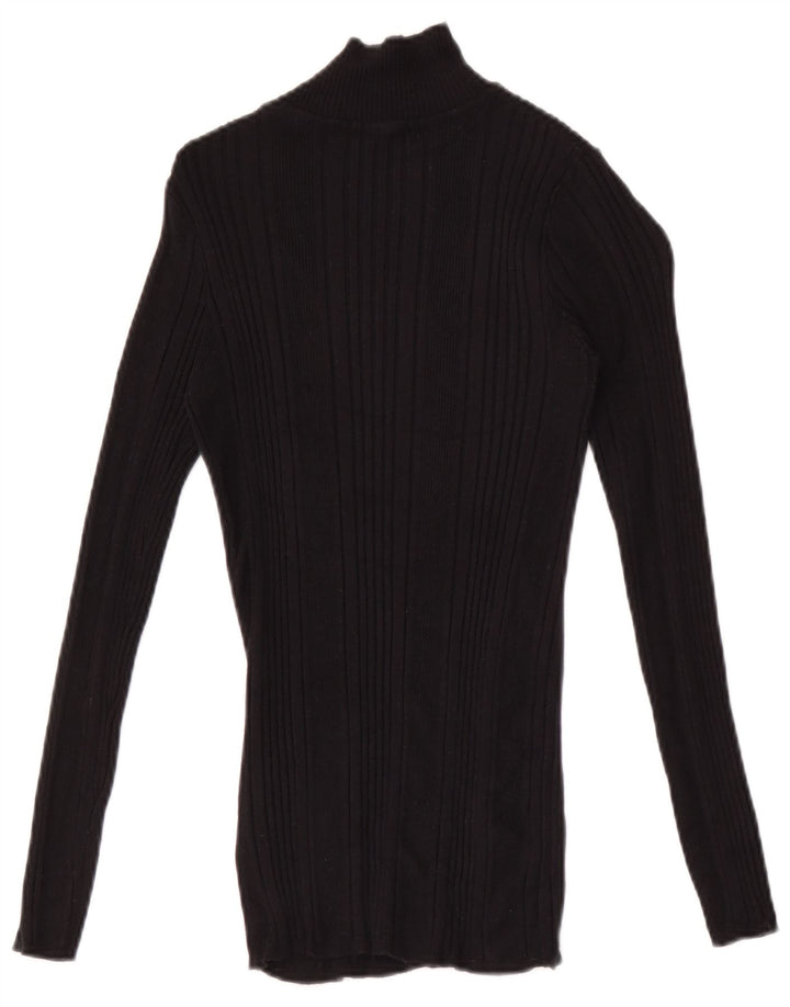 Top feminino Marks & Spencer manga comprida Reino Unido 10 viscose preta pequena