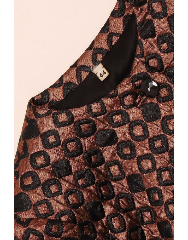 Jaqueta blazer feminina vintage de 6 botões IT 44 marrom médio geométrico