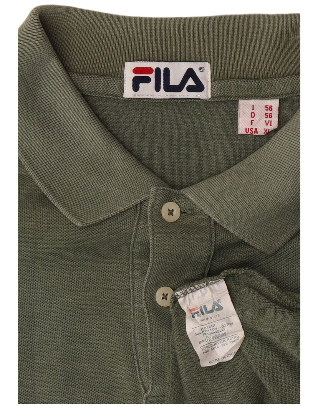 Camisa polo masculina Fila IT 56 XL algodão verde