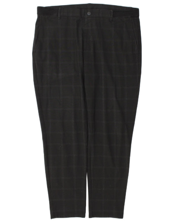 Zara Calça masculina reta Chino XL W34 L29 cinza xadrez