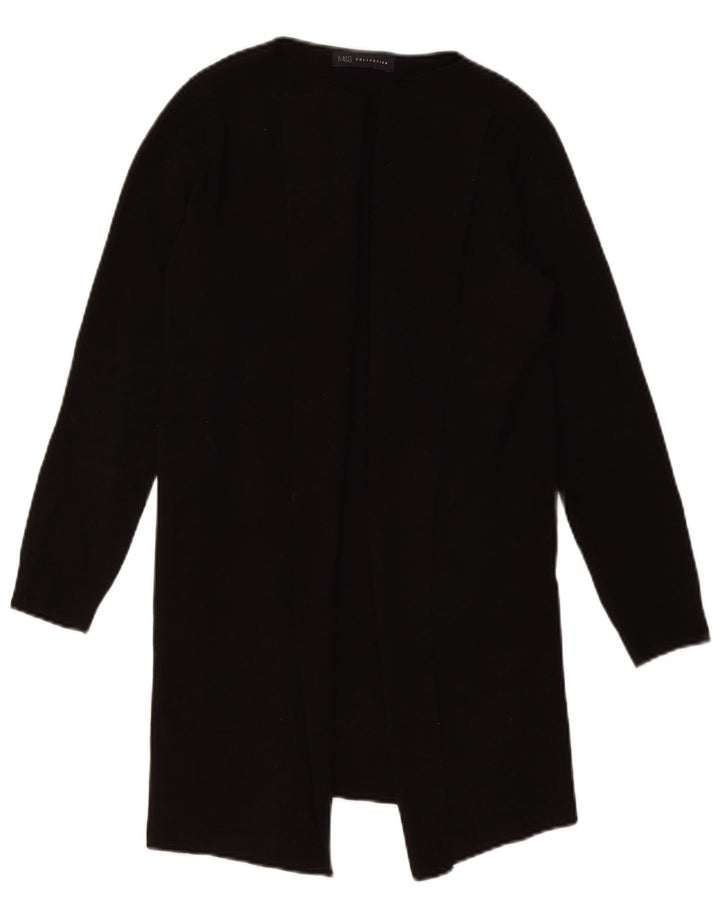 Marks & Spencer Suéter feminino Longline Open Cardigan Reino Unido 10 Pequeno Preto